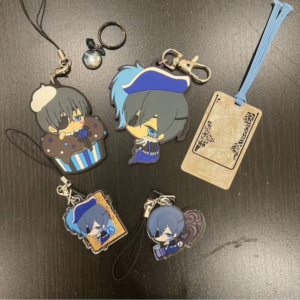 Black Butler Ciel Phantomhive Keychain Phone Strap Lot